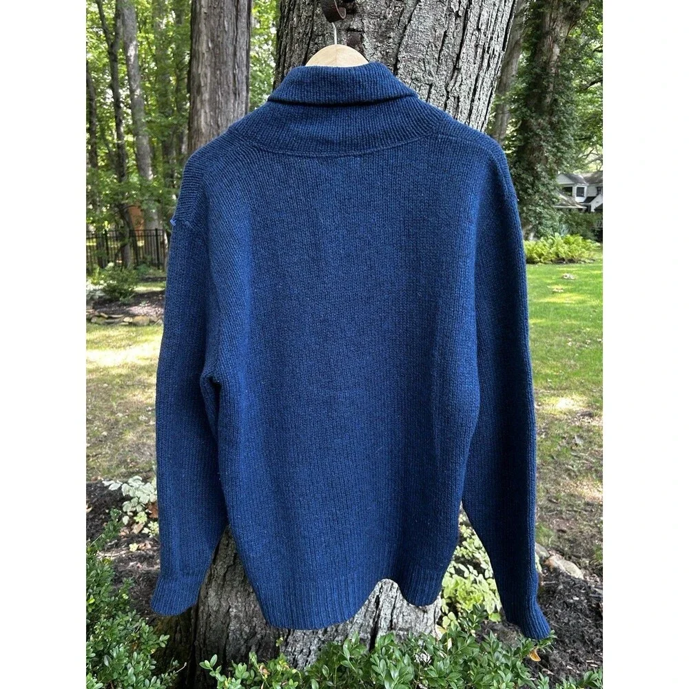 Vintage LL Bean Men's Wool Shawl Collar Sweater Blue Size Large? Button Preppy
